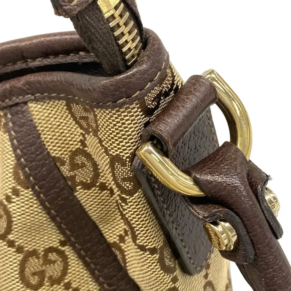 Gucci GG Pattern, Abbey Handbag 130939 Beige Dark Brown Jacquard Leather
